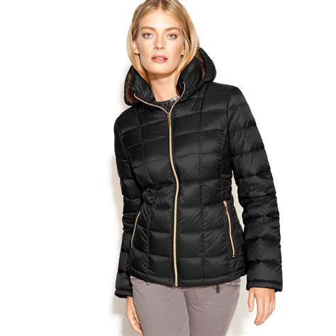 michael michael kors black down packable|Michael Michael Kors Women's Black Down Hooded .